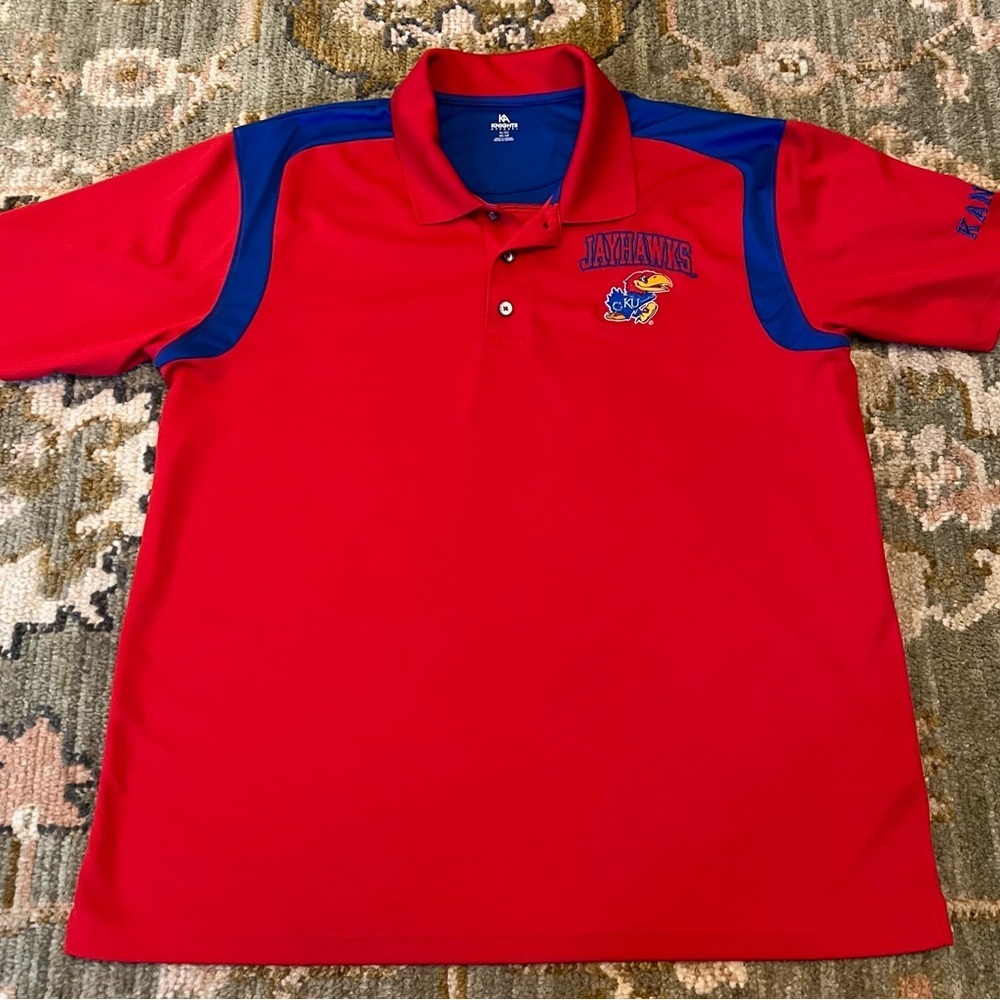 Kansas Jayhawks Knights Apparel Polo Shirt Color Red Men’s Size XL